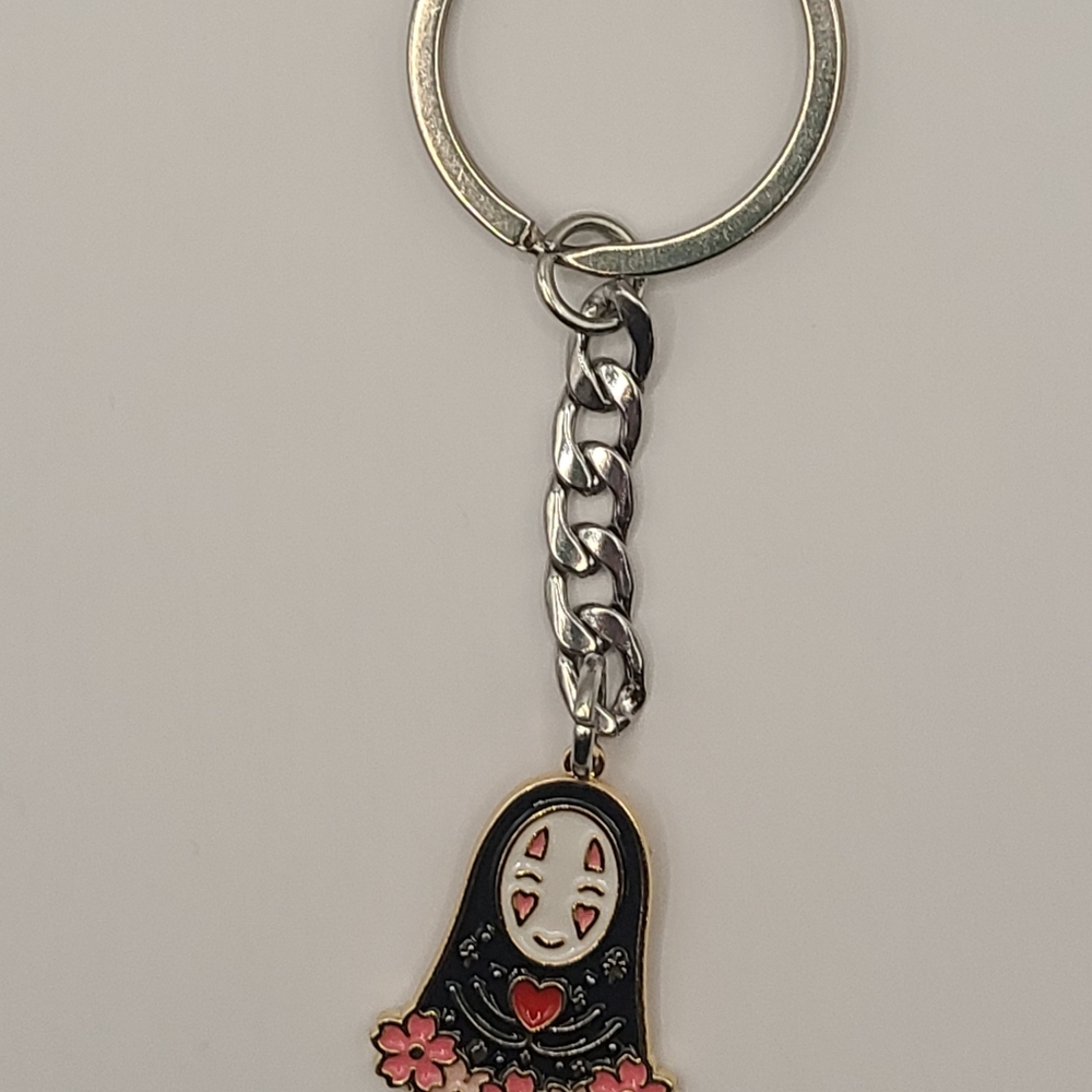 No Face Anime Black and Pink Keychain